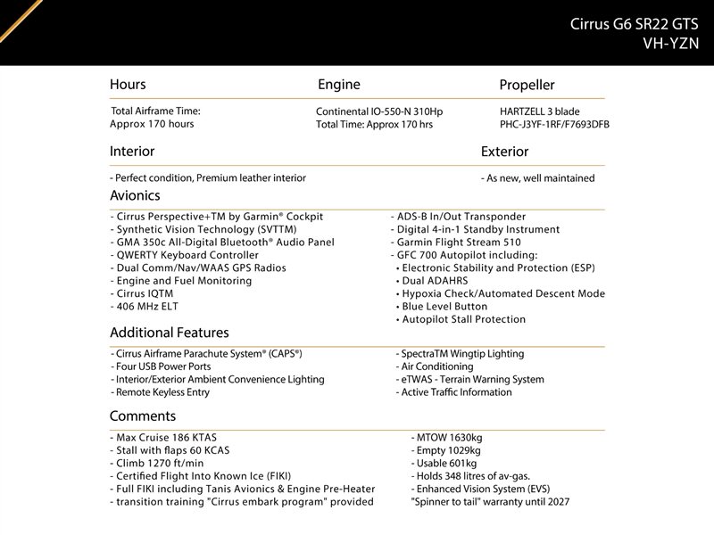 2022 Cirrus SR22 Aircraft