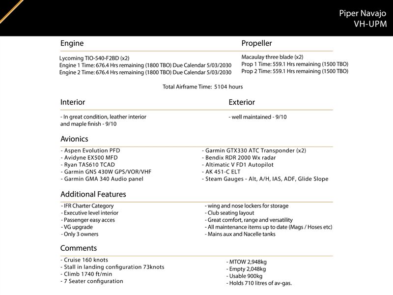 1976 Piper Navajo Aircraft