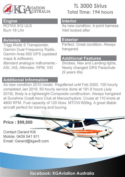 2010 TL Ultralight Sirius 3000 Aircraft