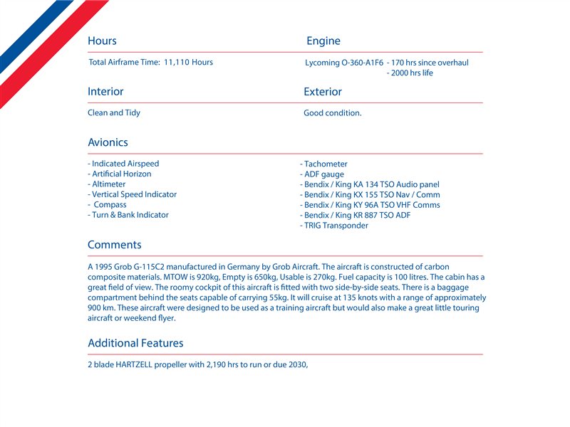 1995 Grob G115 C2, Aircraft Listing