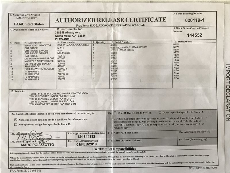 Avionics  - New JPI EDM830 Engine Analyser