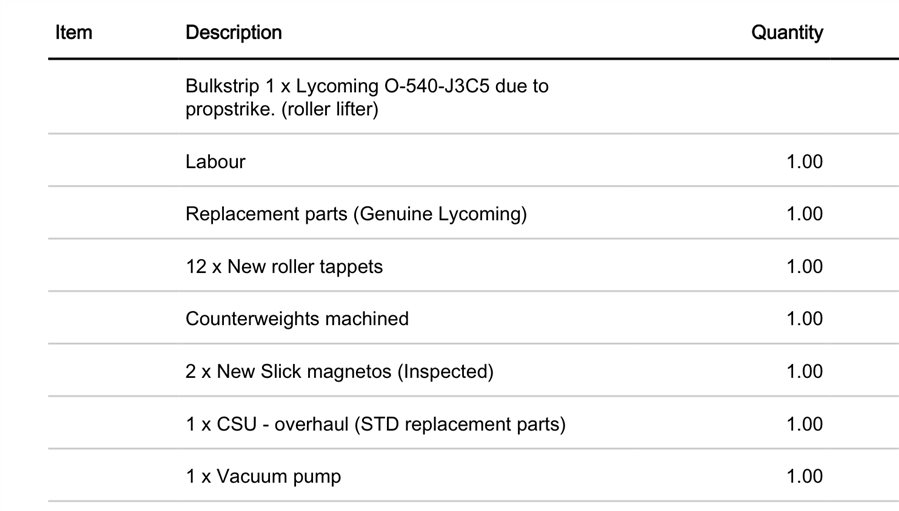 October 2025 - O-540 bulk strip Suncoast Aero Engines