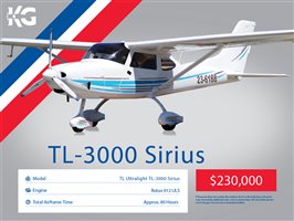 2021 TL Ultralight Sirius 3000 Aircraft